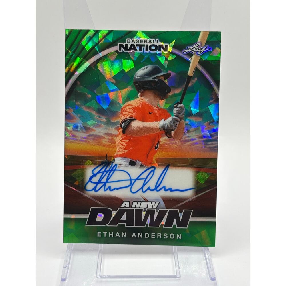 2025 Leaf Baseball Nation Ethan Anderson A New Dawn Green Crystal Auto 4/5 SP
